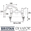 Bristan Lever Pillar Bridge Sink Mixer 3 Inch Levers Tap Dimensions